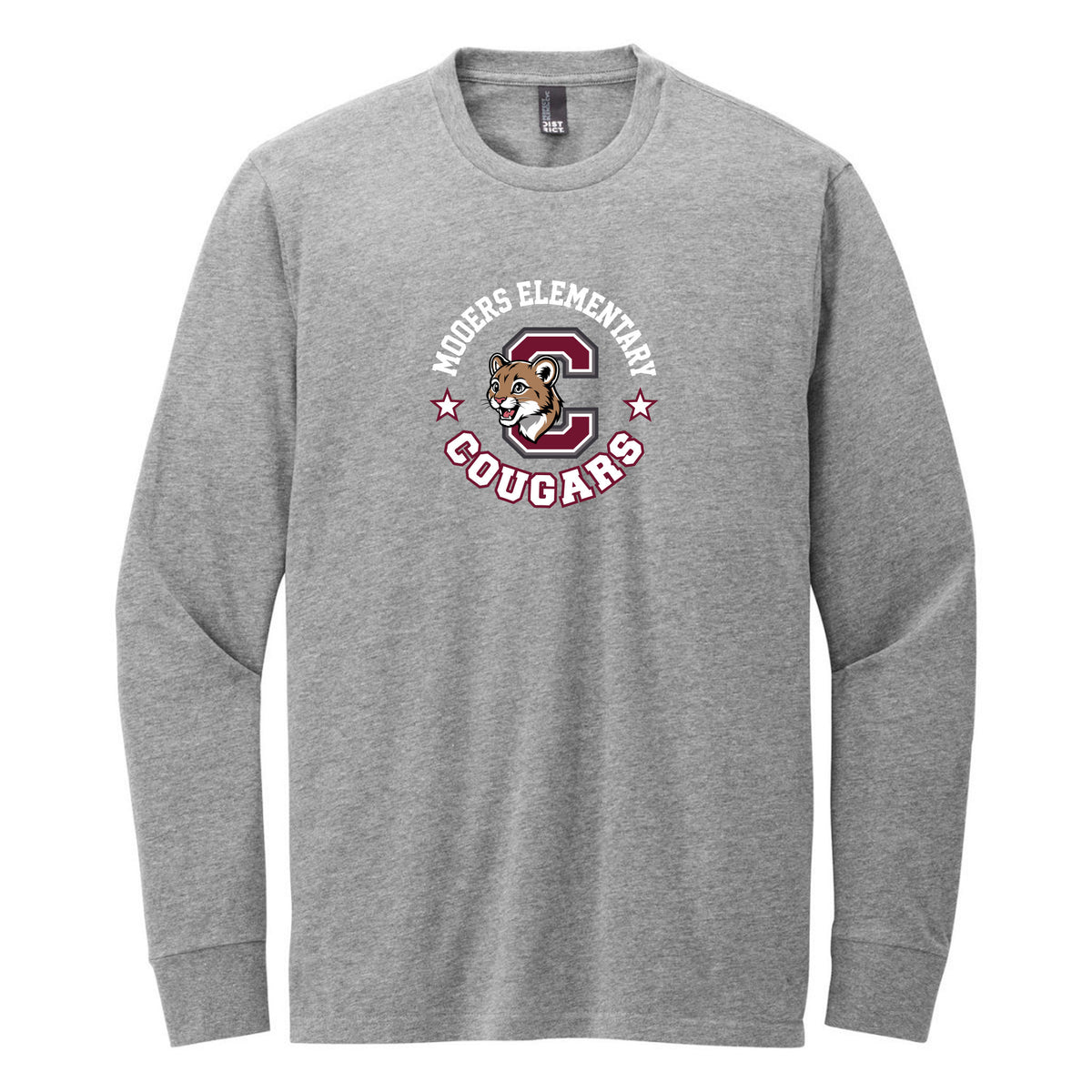 District Perfect Blend CVC Long Sleeve Tee — Grey Frost, Logo 1, front