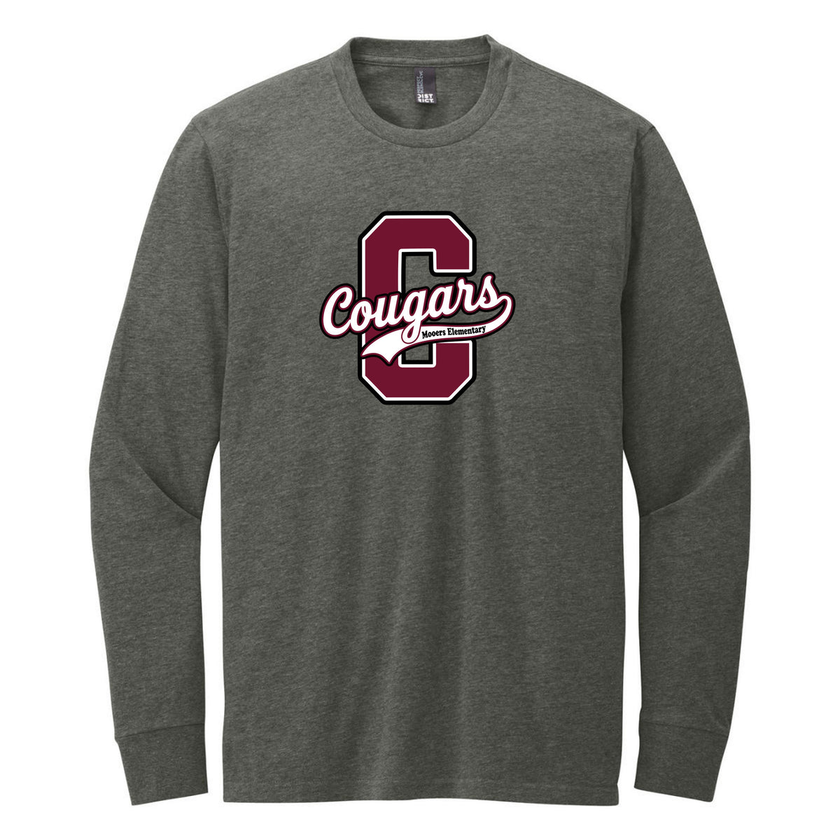 District Perfect Blend CVC Long Sleeve Tee — Heathered Charcoal, Logo 4, front