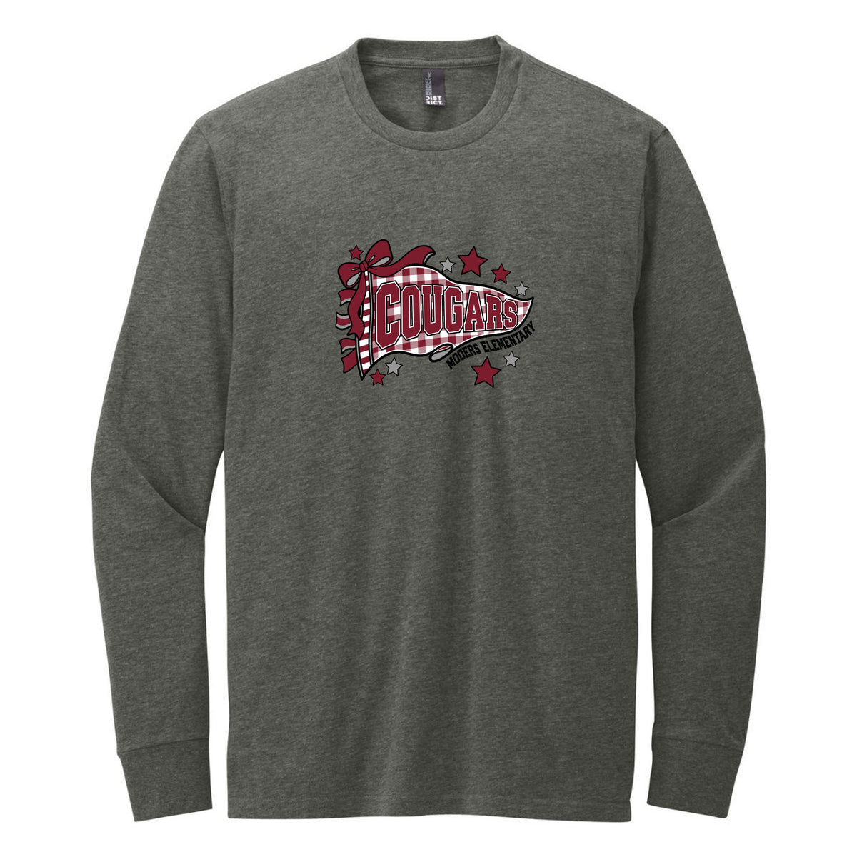 District Perfect Blend CVC Long Sleeve Tee — Heathered Charcoal, Logo 3, front