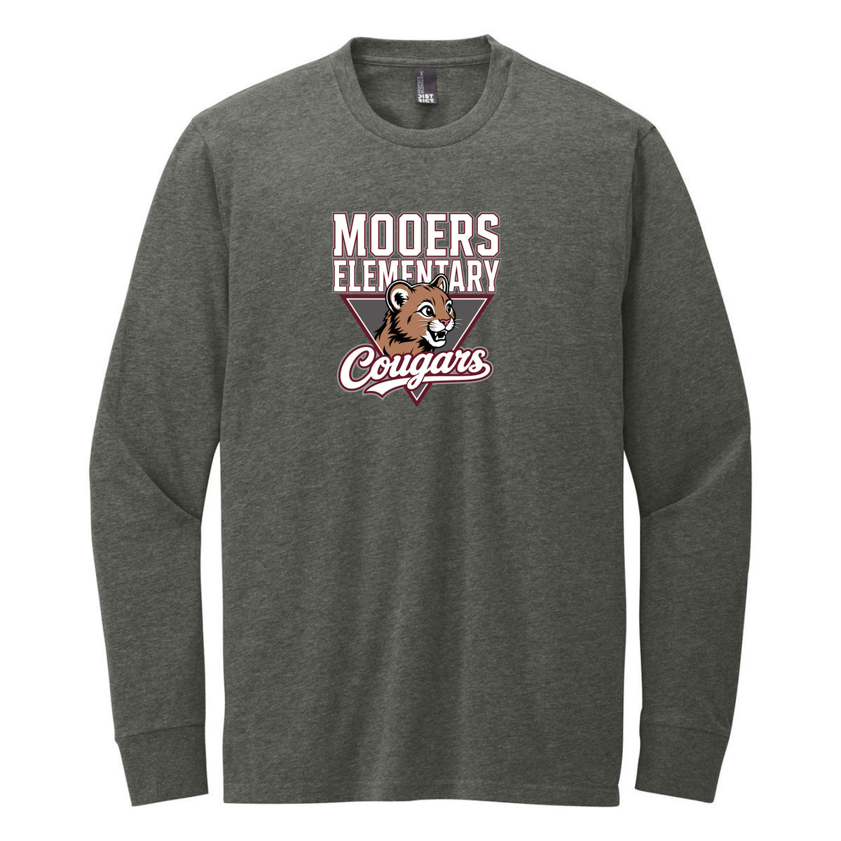 District Perfect Blend CVC Long Sleeve Tee — Heathered Charcoal, Logo 2, front
