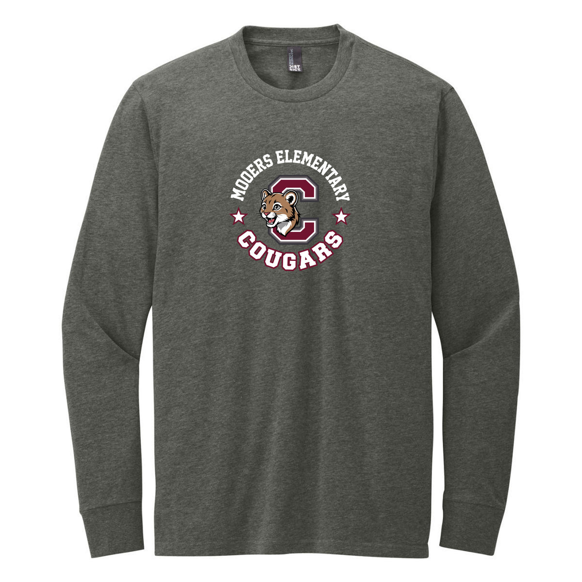 District Perfect Blend CVC Long Sleeve Tee — Heathered Charcoal, Logo 1, front