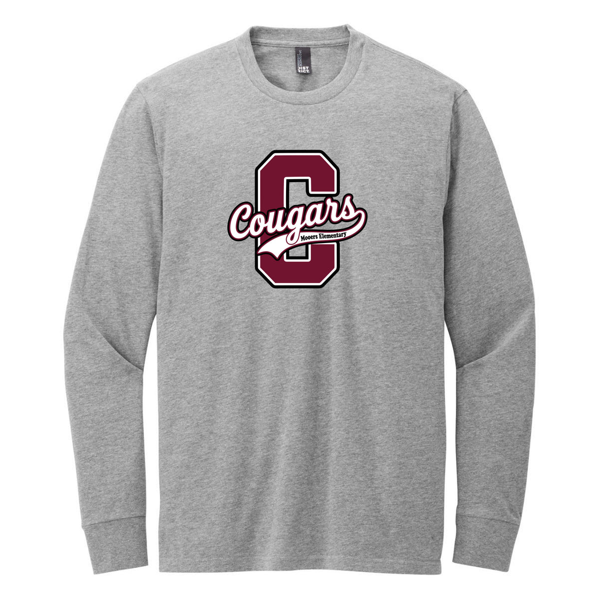 District Perfect Blend CVC Long Sleeve Tee — Light Heather Grey, Logo 4, front
