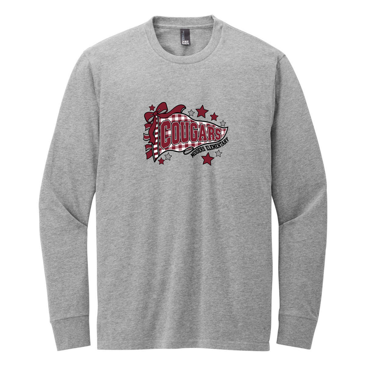 District Perfect Blend CVC Long Sleeve Tee — Light Heather Grey, Logo 3, front
