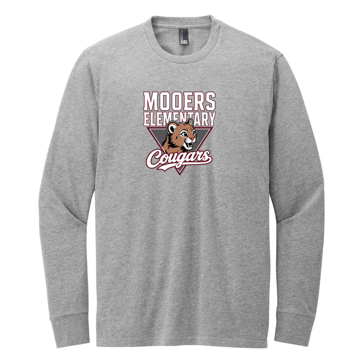 District Perfect Blend CVC Long Sleeve Tee — Light Heather Grey, Logo 2, front