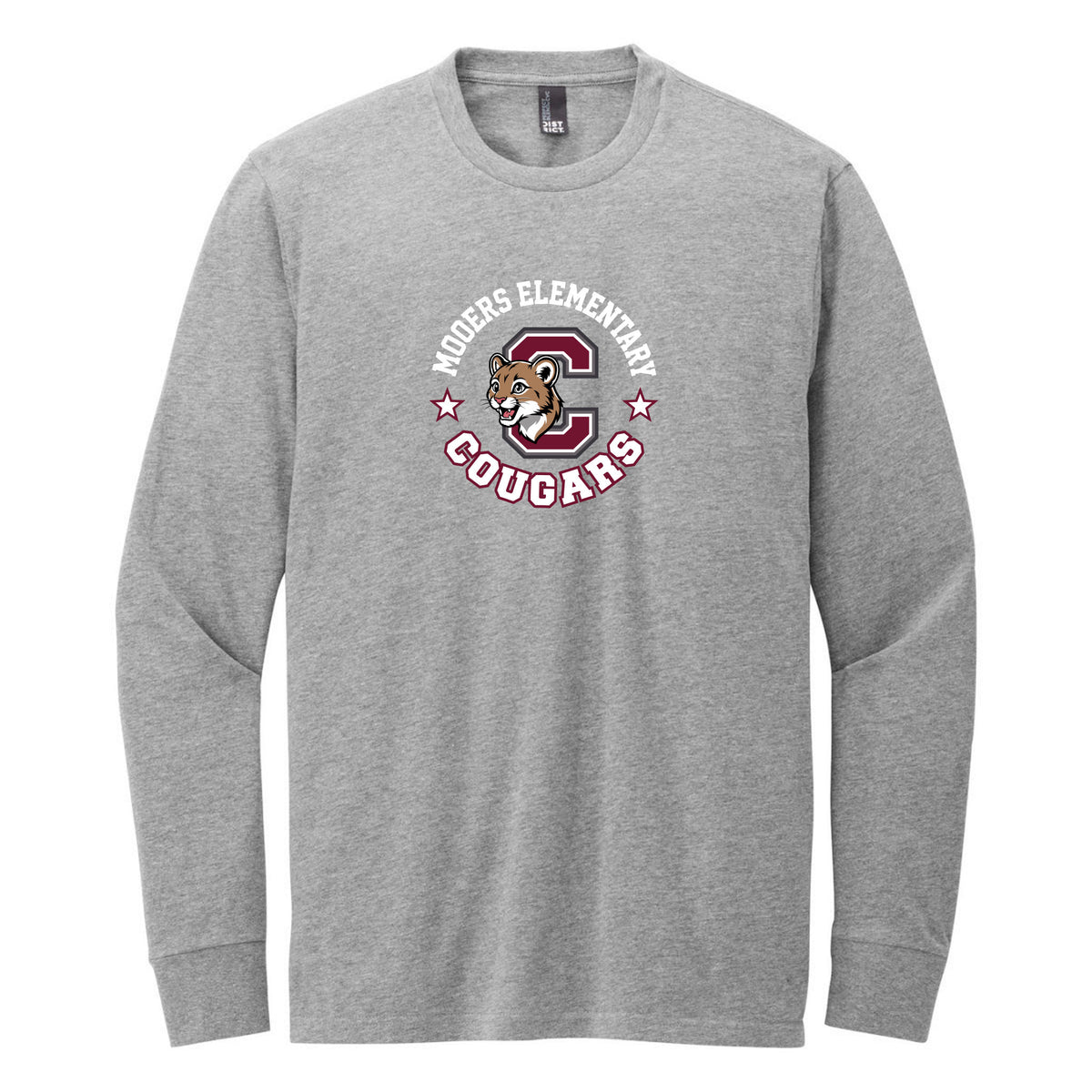 District Perfect Blend CVC Long Sleeve Tee — Light Heather Grey, Logo 1, front