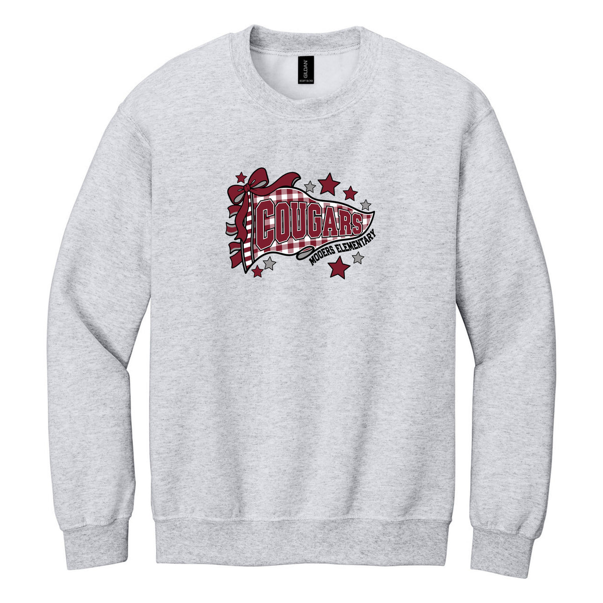 Crewneck Sweatshirt — Ash, Logo 3, front