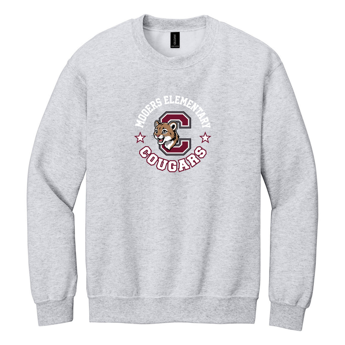 Crewneck Sweatshirt — Ash, Logo 1, front