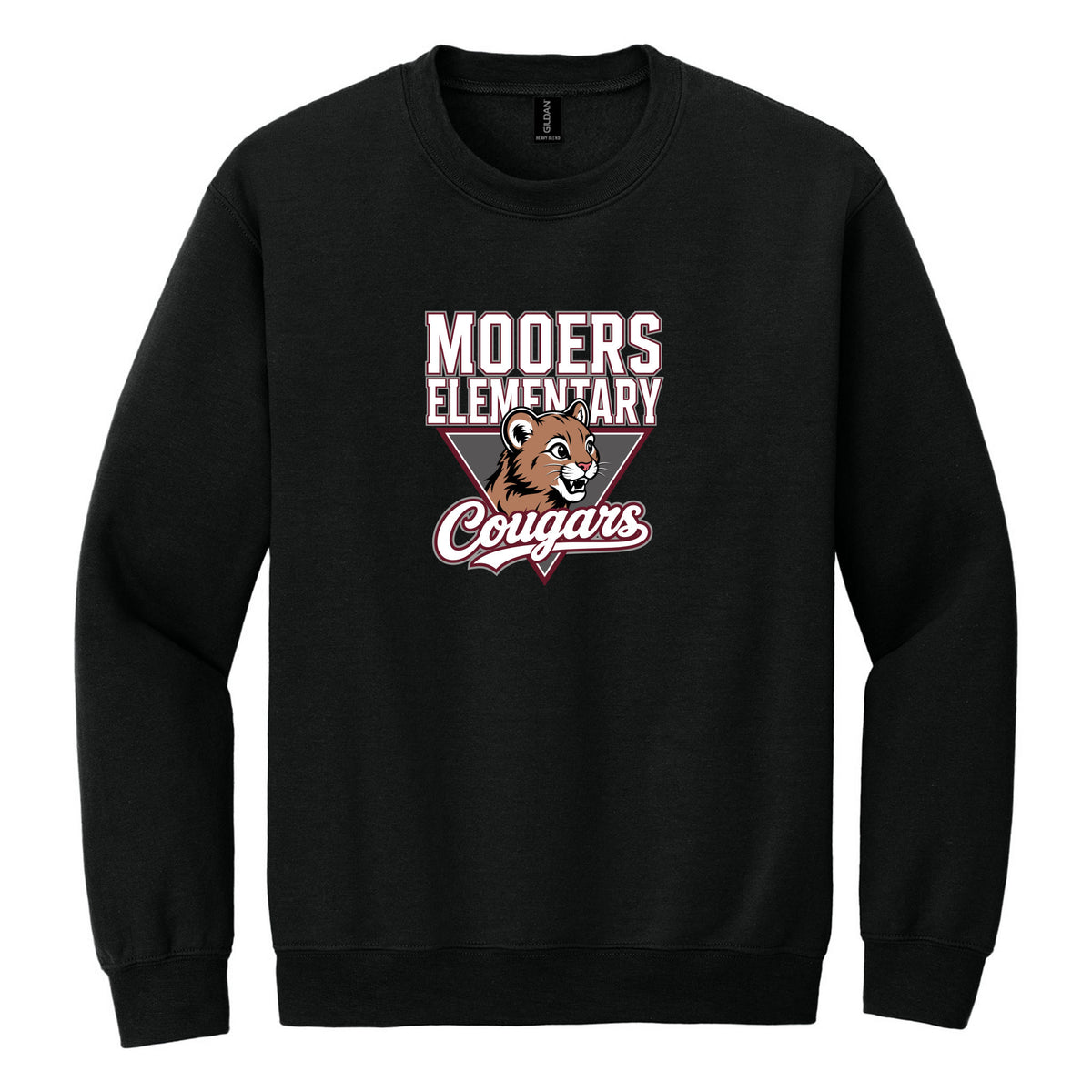 Crewneck Sweatshirt — Black, Logo 2, front