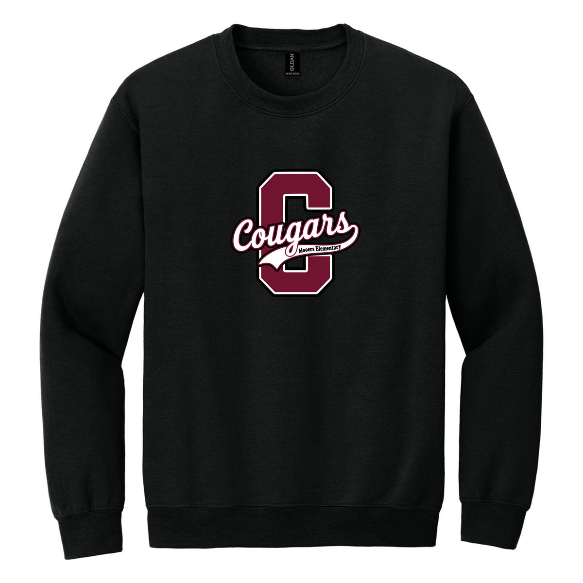 Crewneck Sweatshirt — Black, Logo 4, front