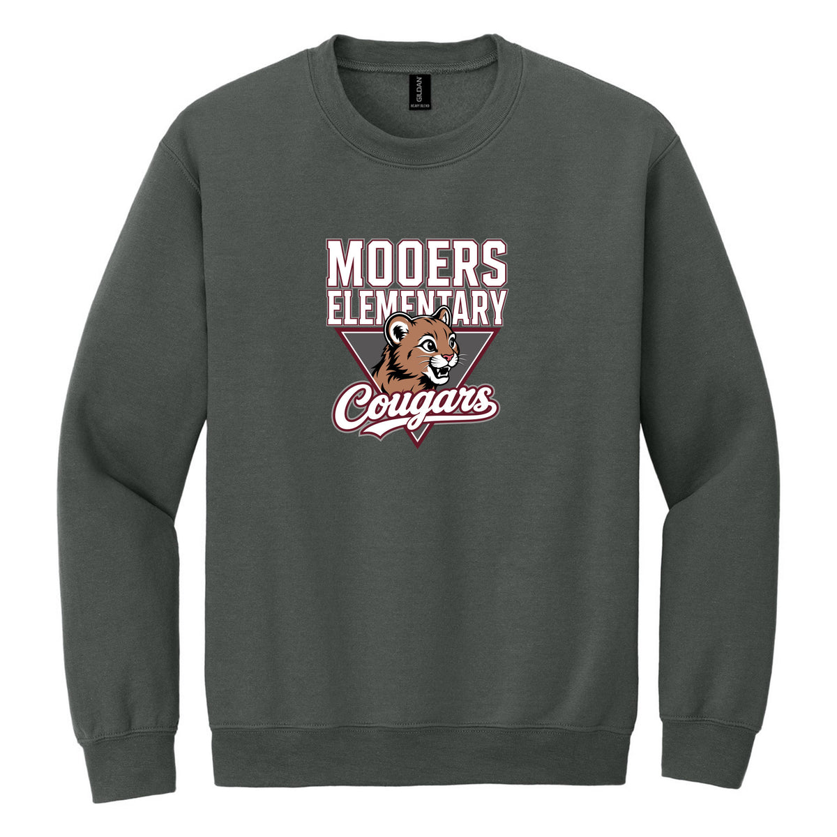 Crewneck Sweatshirt — Charcoal, Logo 2, front