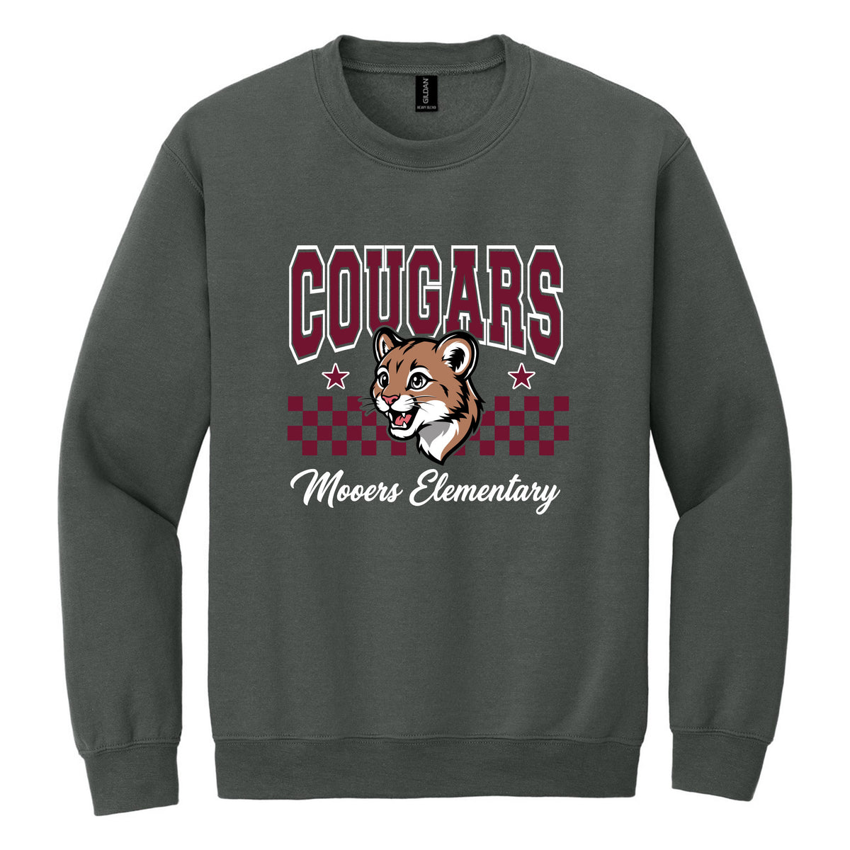 Crewneck Sweatshirt — Charcoal, Logo 5, front