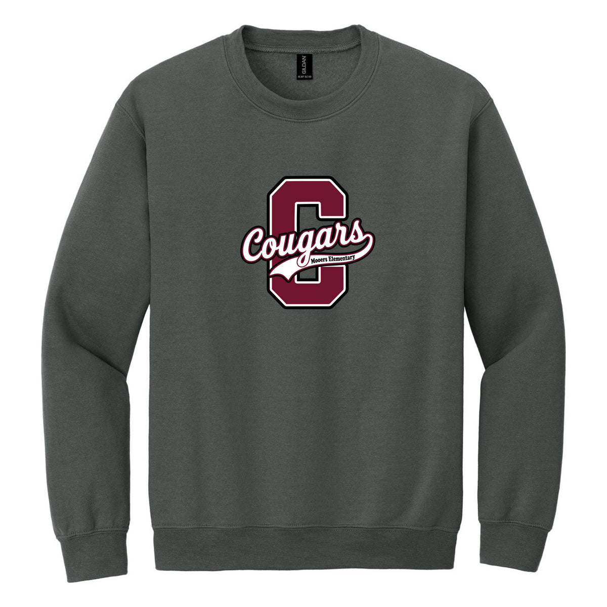 Crewneck Sweatshirt — Charcoal, Logo 4, front