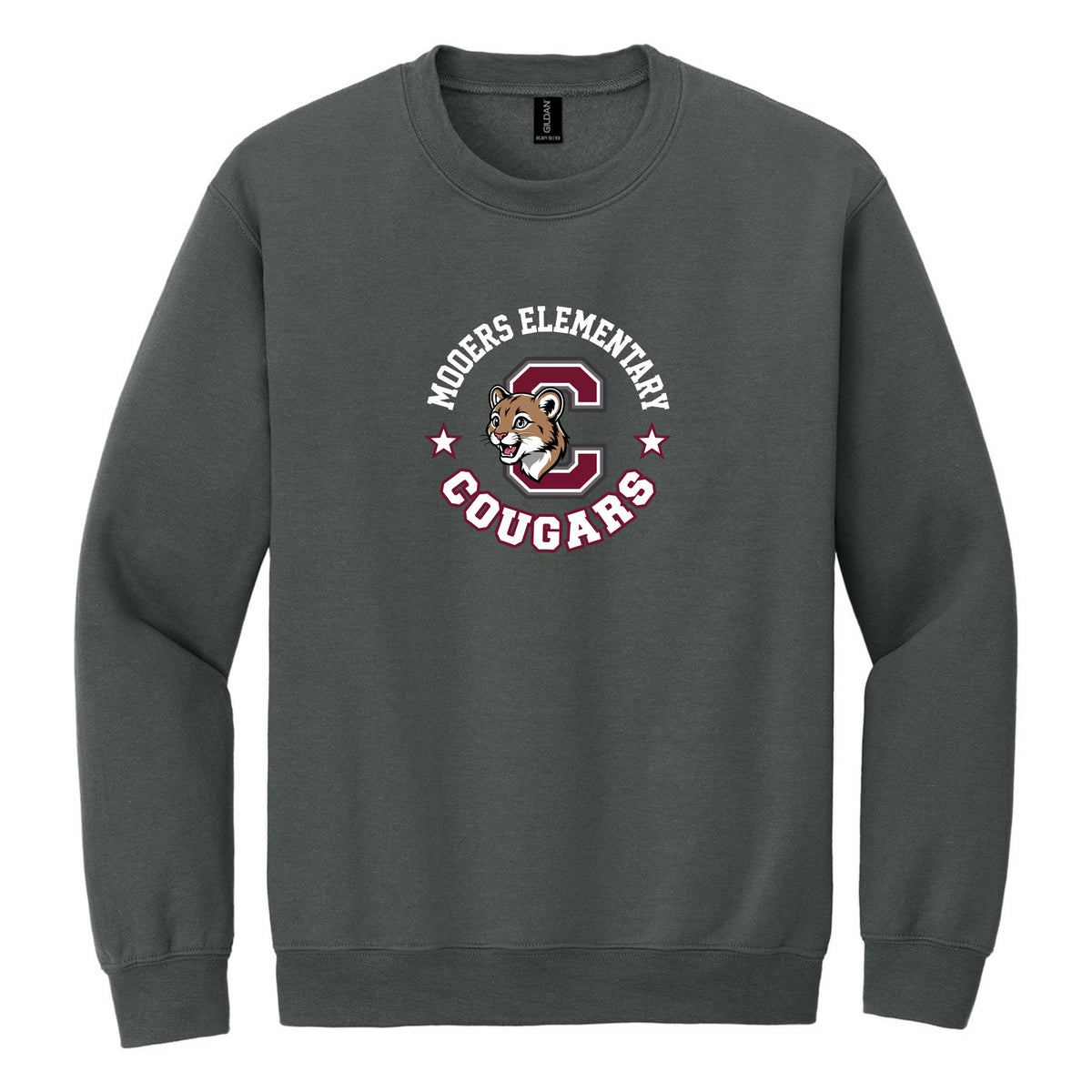 Crewneck Sweatshirt — Charcoal, Logo 1, front