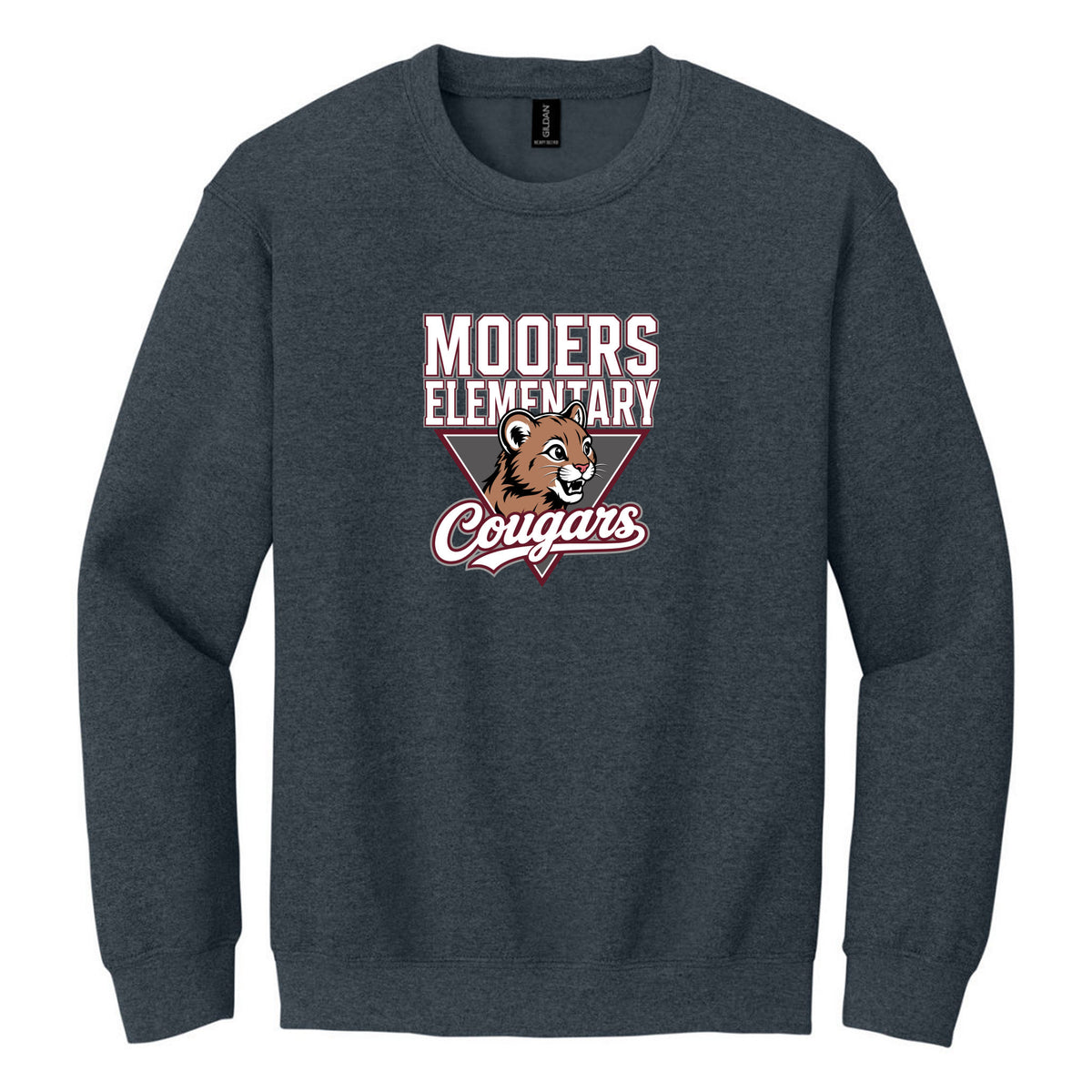 Crewneck Sweatshirt — Dark Heather, Logo 2, front