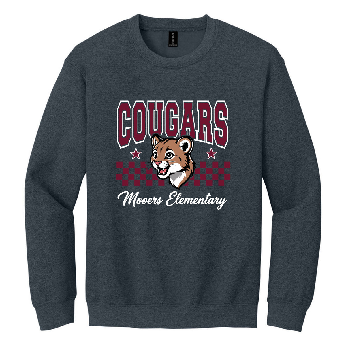 Crewneck Sweatshirt — Dark Heather, Logo 5, front