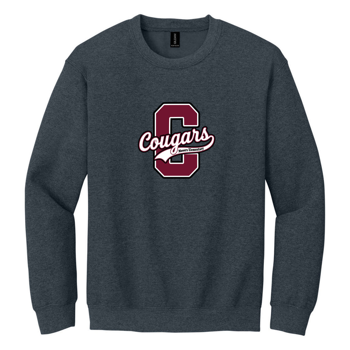 Crewneck Sweatshirt — Dark Heather, Logo 4, front
