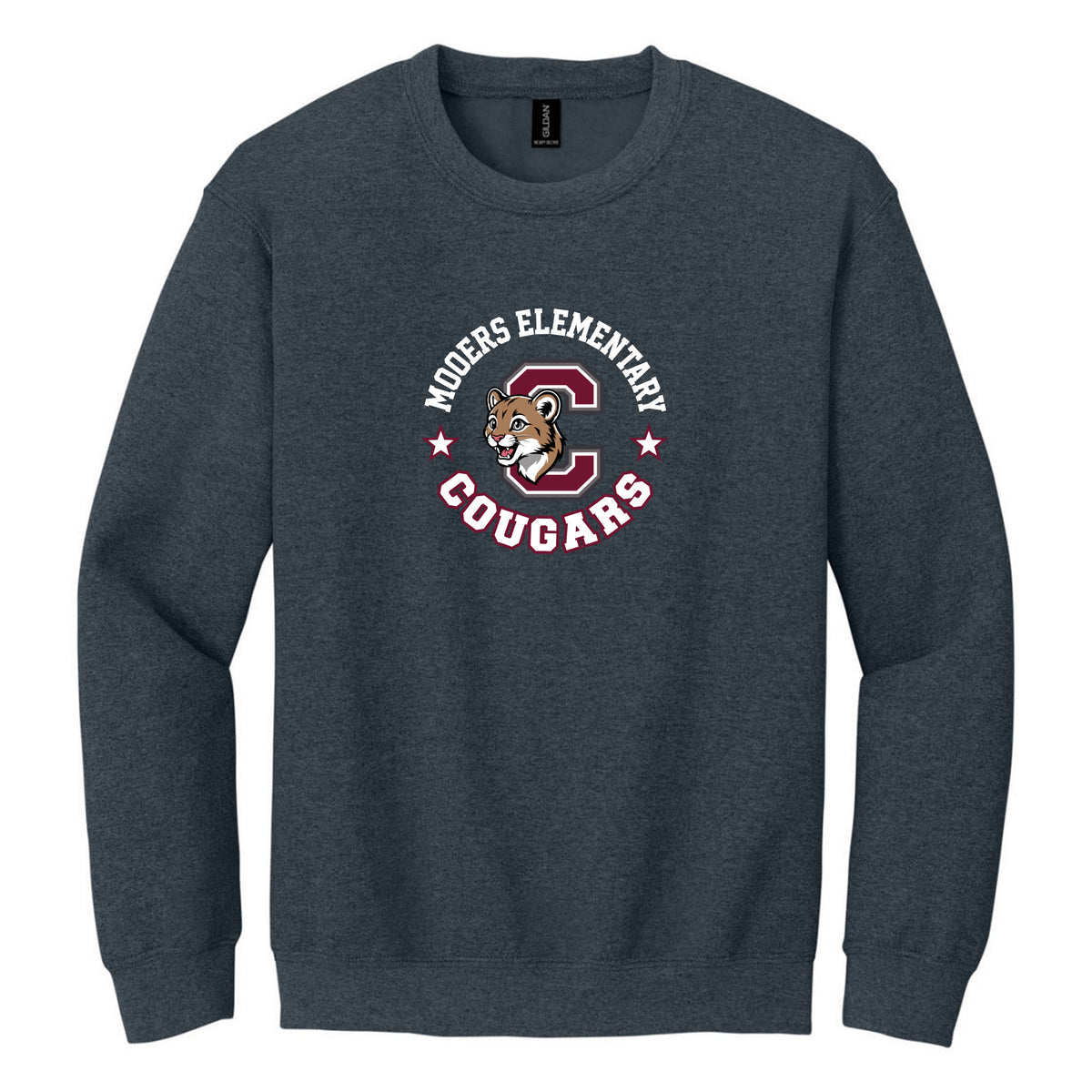 Crewneck Sweatshirt — Dark Heather, Logo 1, front