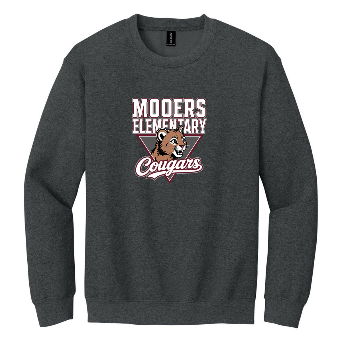 Crewneck Sweatshirt — Fan Charcoal Heather, Logo 2, front