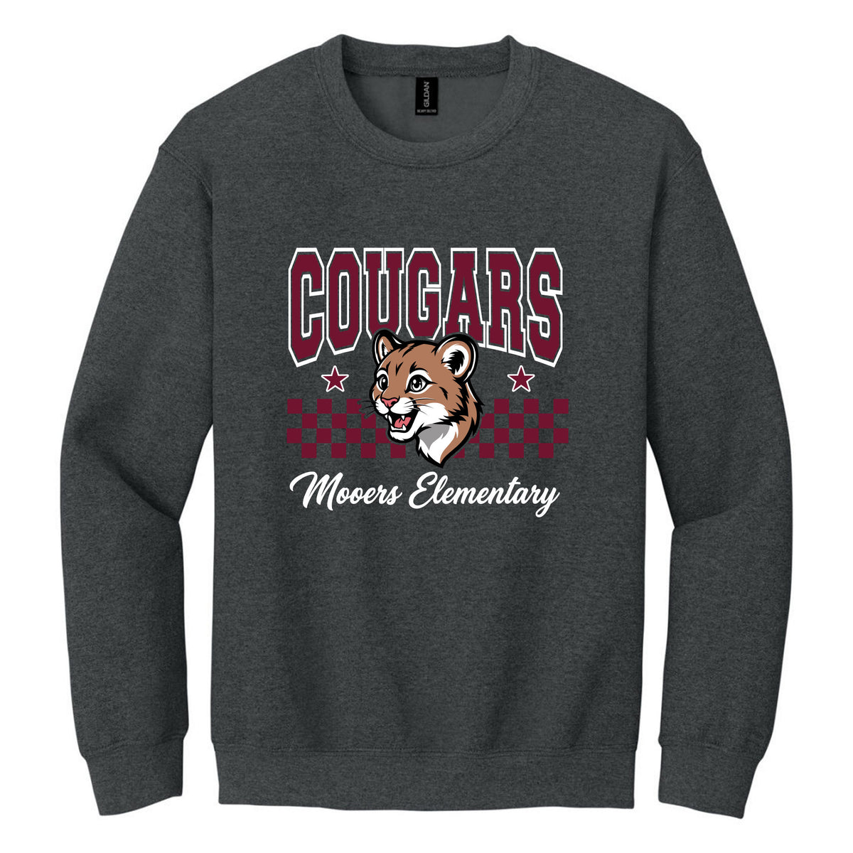 Crewneck Sweatshirt — Fan Charcoal Heather, Logo 5, front