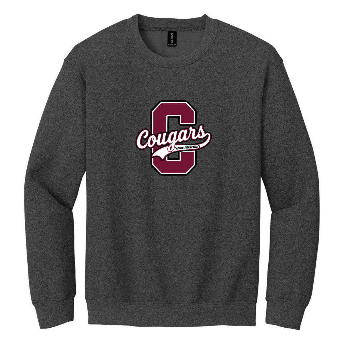 Crewneck Sweatshirt — Fan Charcoal Heather, Logo 4, front