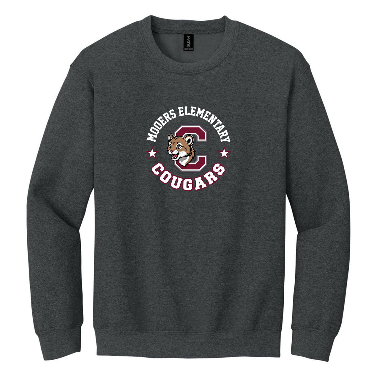 Crewneck Sweatshirt — Fan Charcoal Heather, Logo 1, front