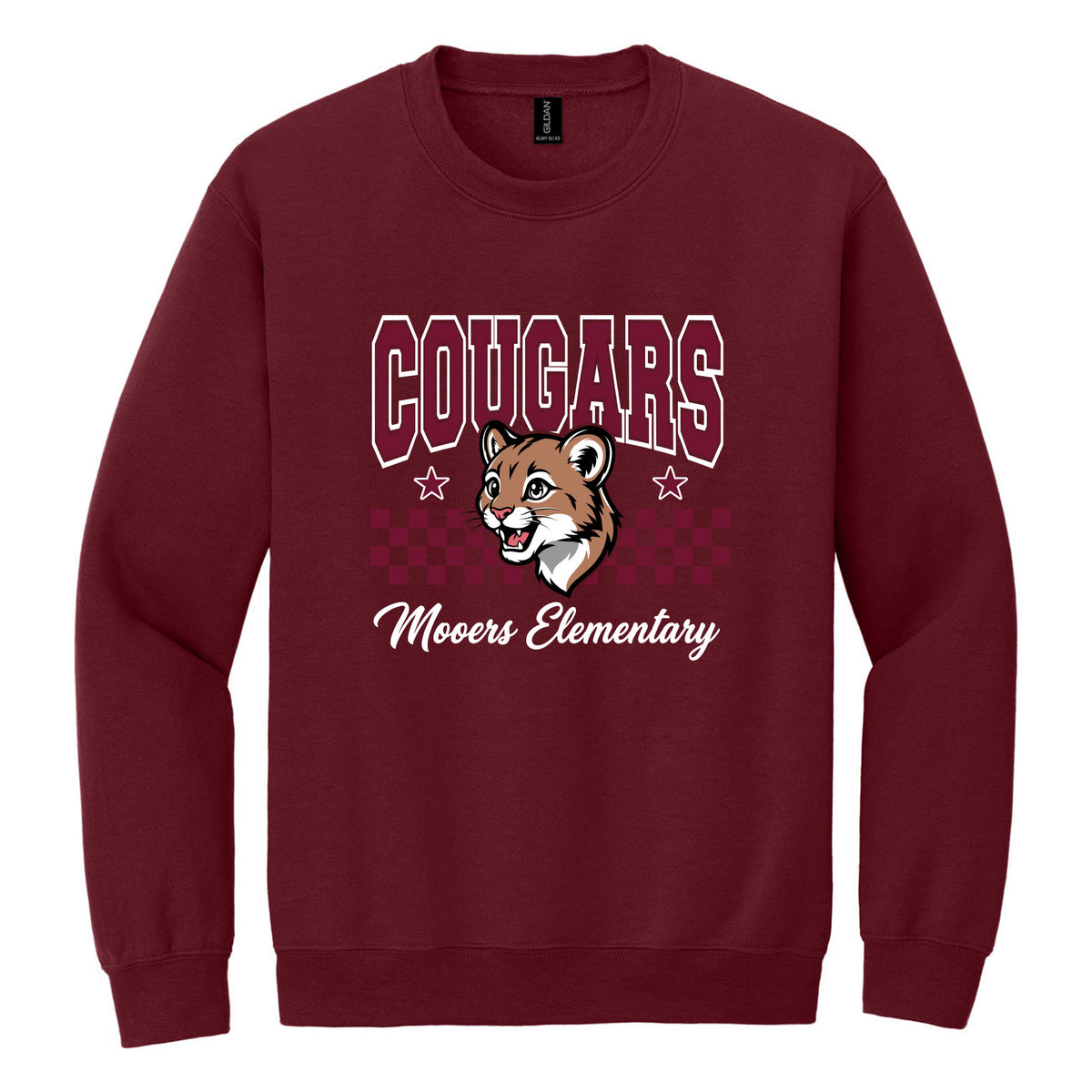 Crewneck Sweatshirt — Garnet, Logo 5, front
