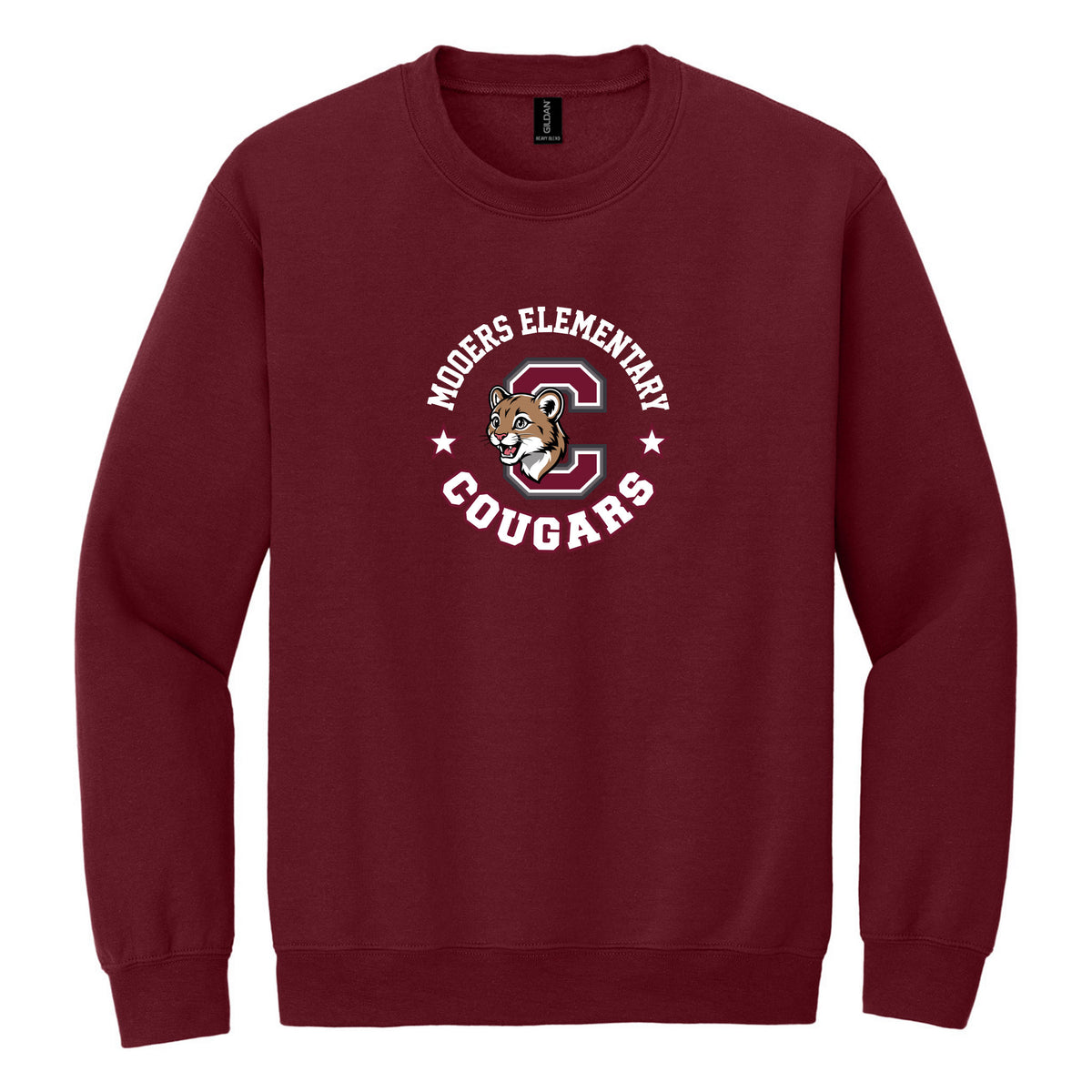 Crewneck Sweatshirt — Garnet, Logo 1, front