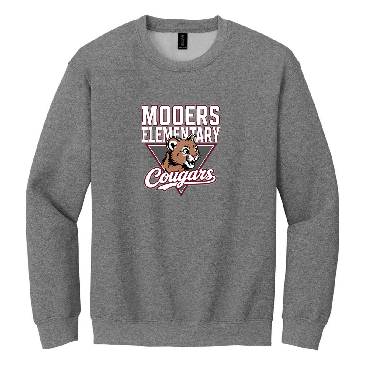 Crewneck Sweatshirt — Graphite Heather, Logo 2, front