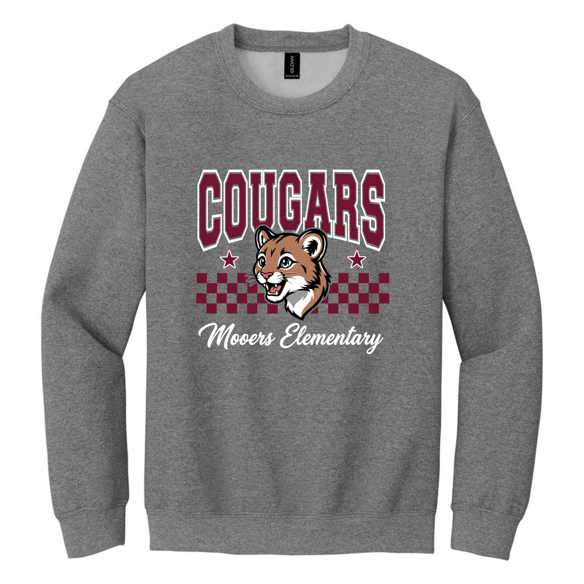 Crewneck Sweatshirt — Graphite Heather, Logo 5, front