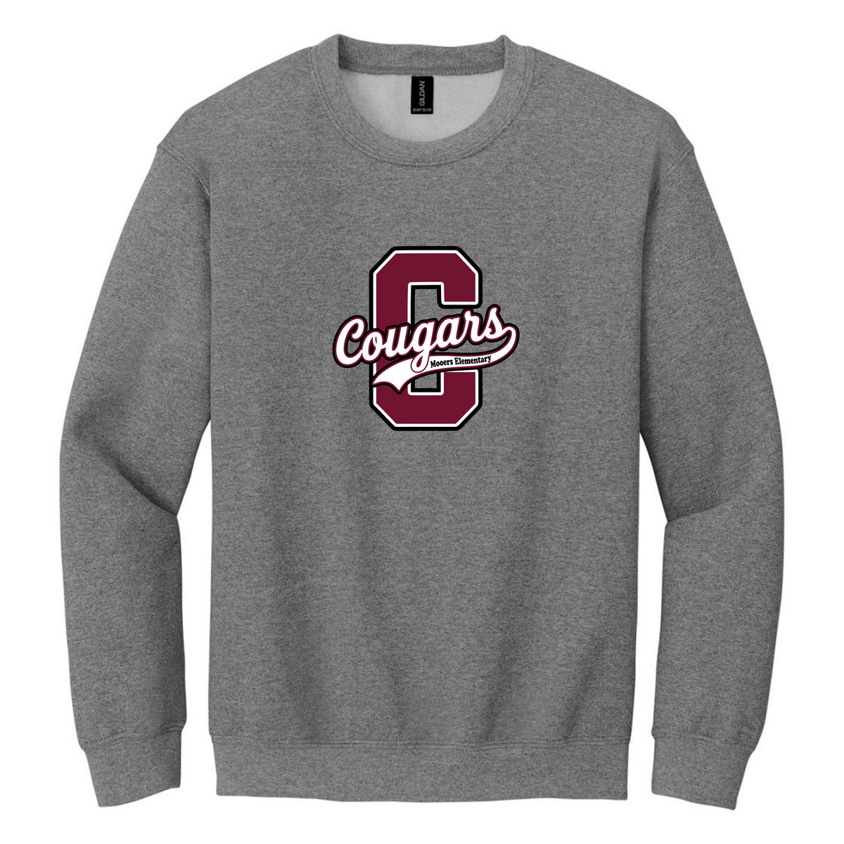 Crewneck Sweatshirt — Graphite Heather, Logo 4, front