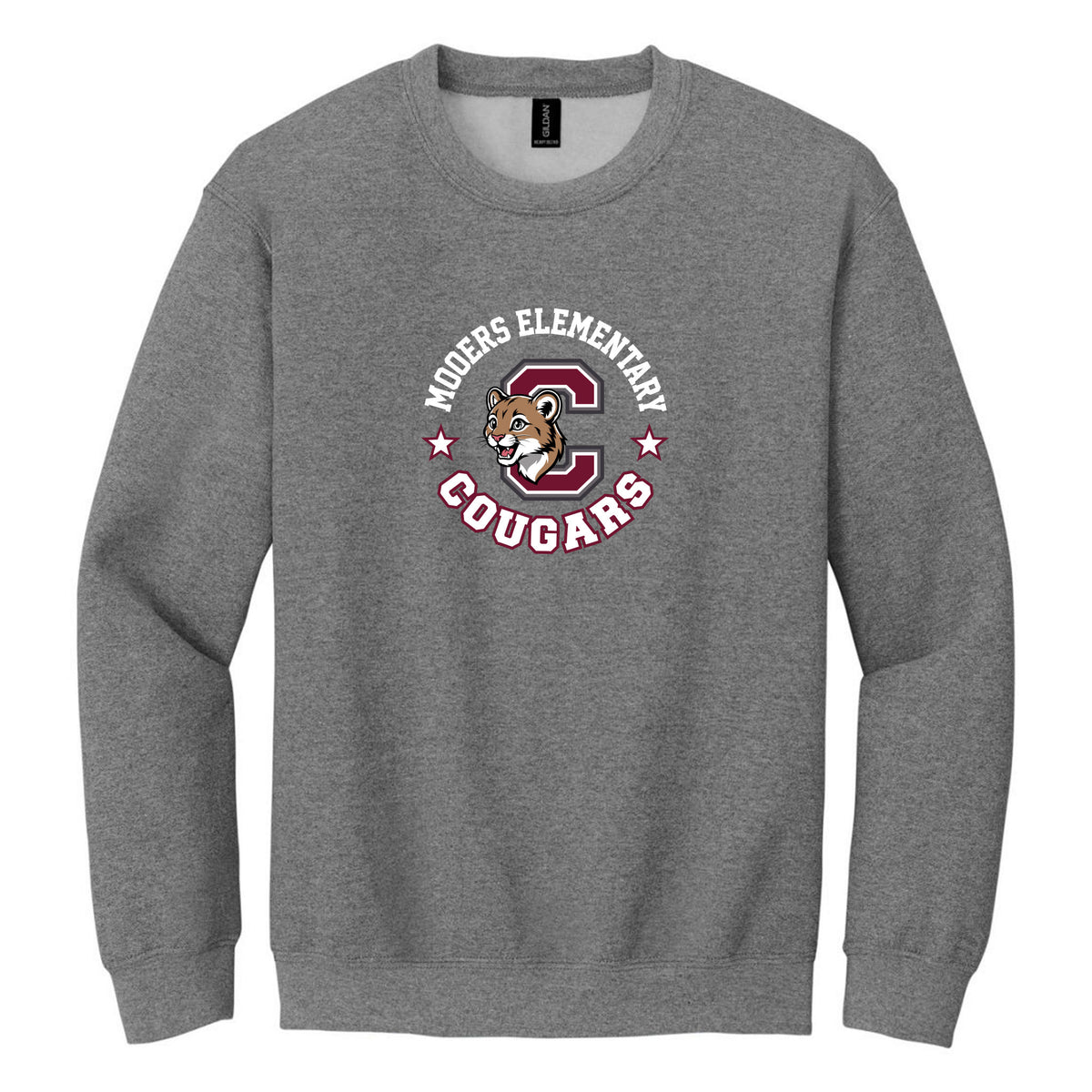 Crewneck Sweatshirt — Graphite Heather, Logo 1, front