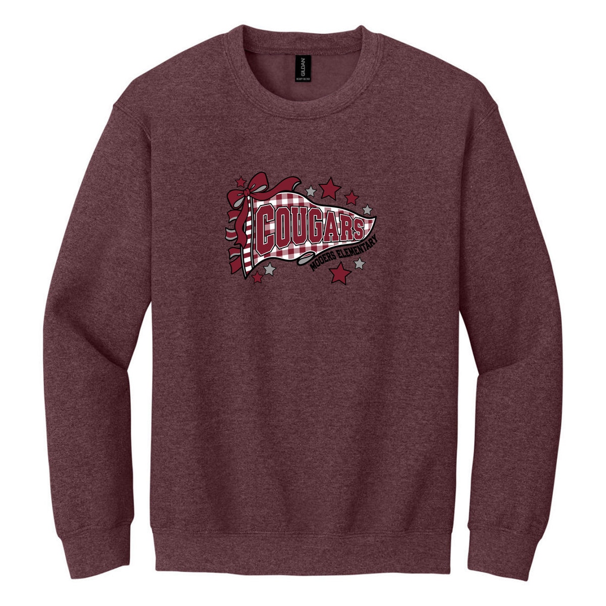 Crewneck Sweatshirt — Heather Dark Maroon, Logo 3, front