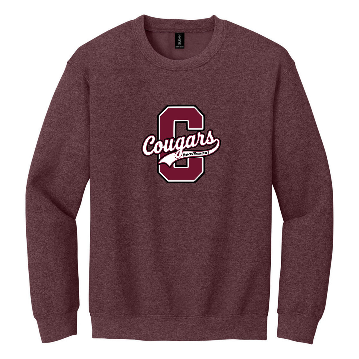 Crewneck Sweatshirt — Heather Dark Maroon, Logo 4, front