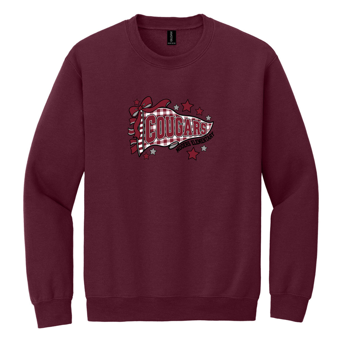 Crewneck Sweatshirt — Maroon, Logo 3, front