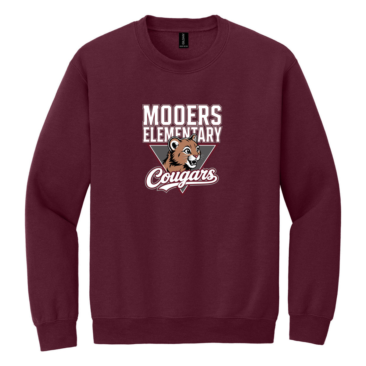 Crewneck Sweatshirt — Maroon, Logo 2, front