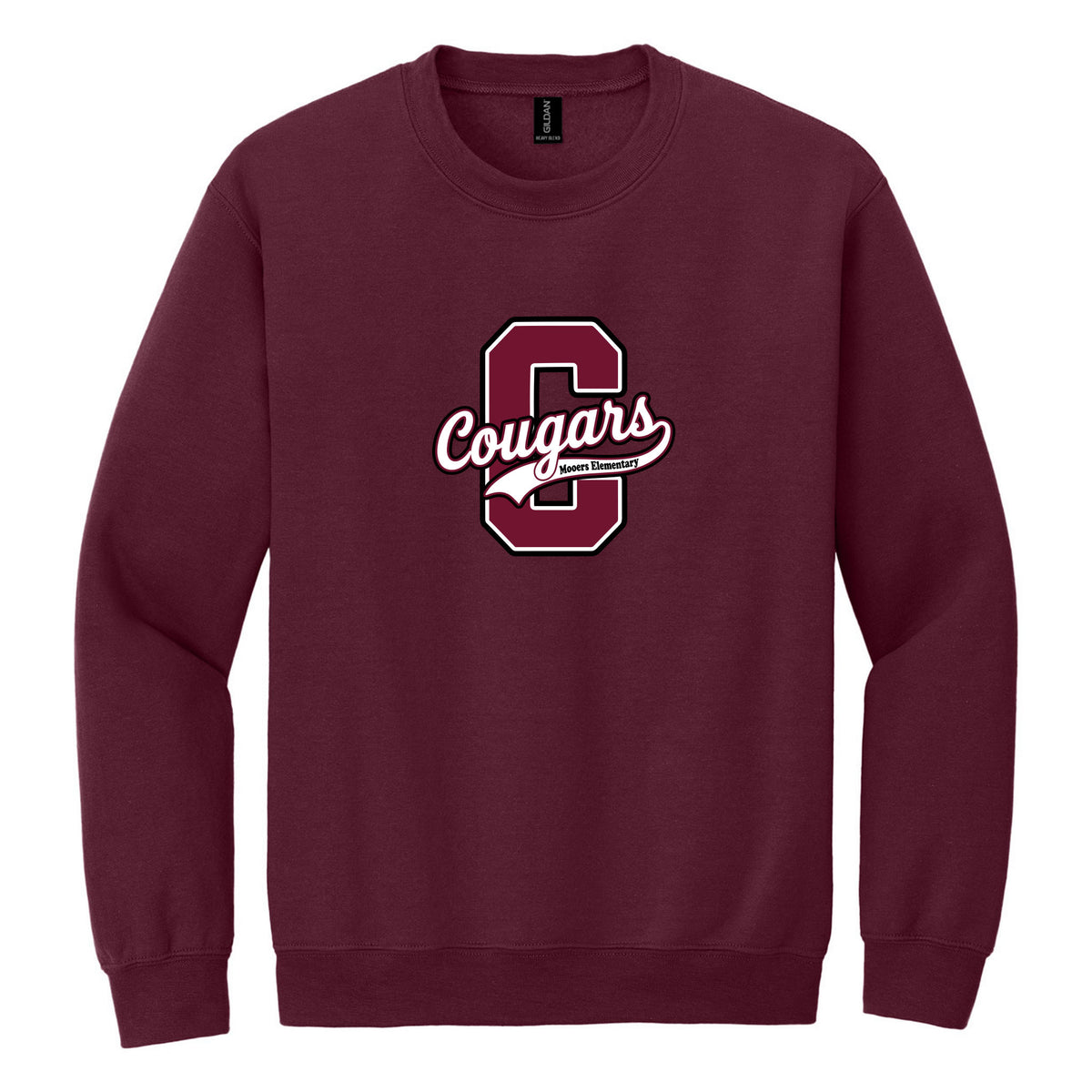 Crewneck Sweatshirt — Maroon, Logo 4, front