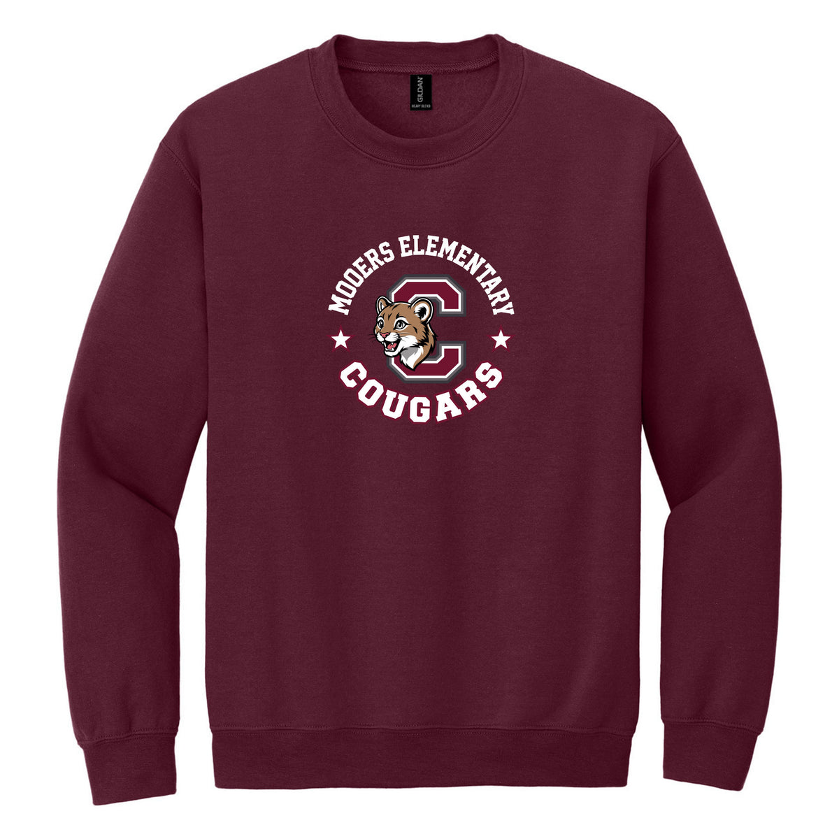 Crewneck Sweatshirt — Maroon, Logo 1, front