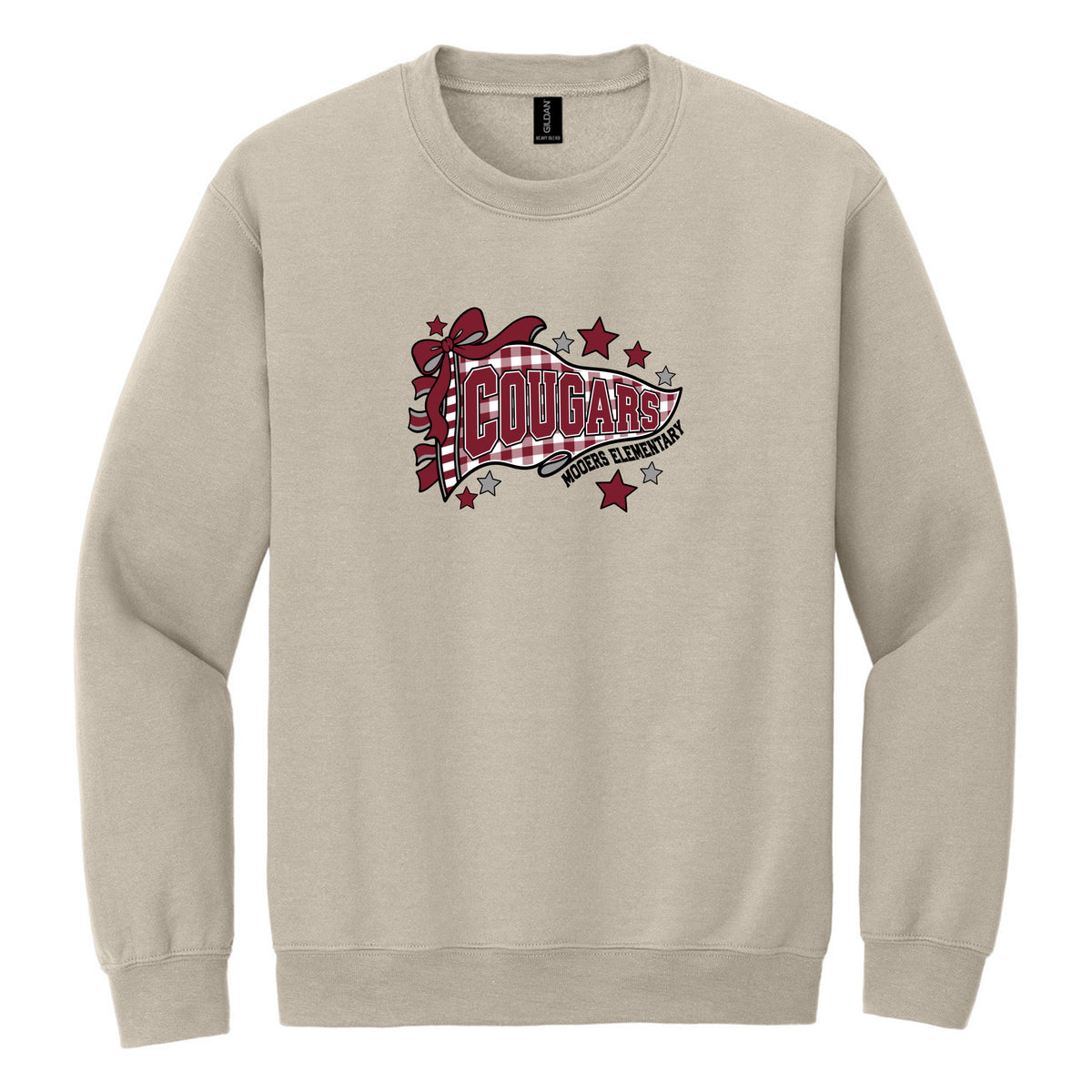 Crewneck Sweatshirt — Sand, Logo 3, front