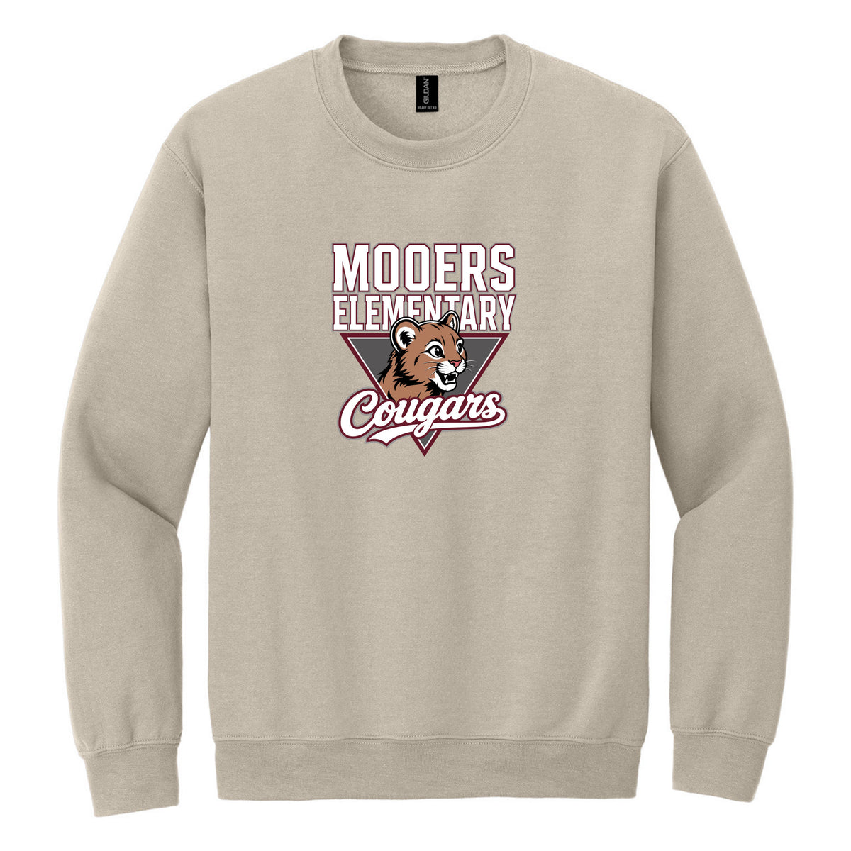 Crewneck Sweatshirt — Sand, Logo 2, front