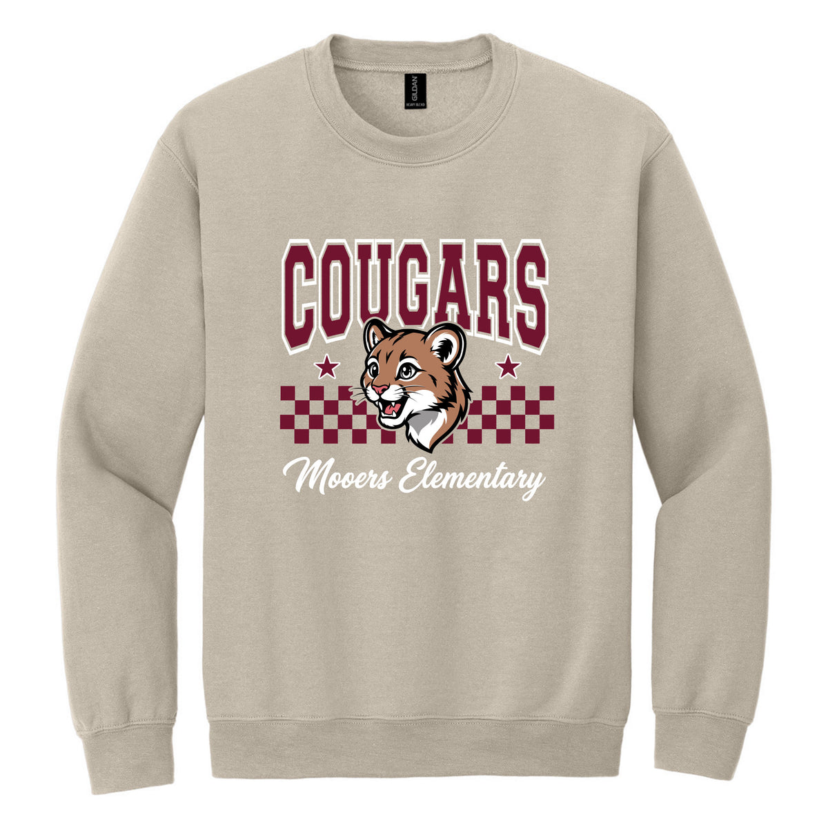 Crewneck Sweatshirt — Sand, Logo 5, front