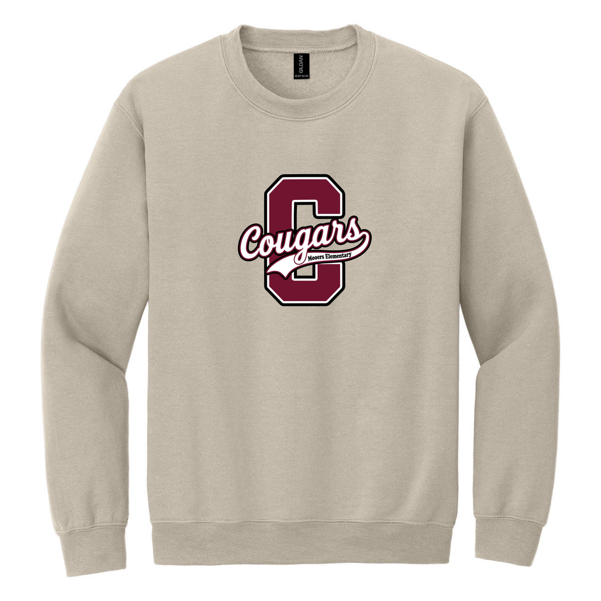 Crewneck Sweatshirt — Sand, Logo 4, front