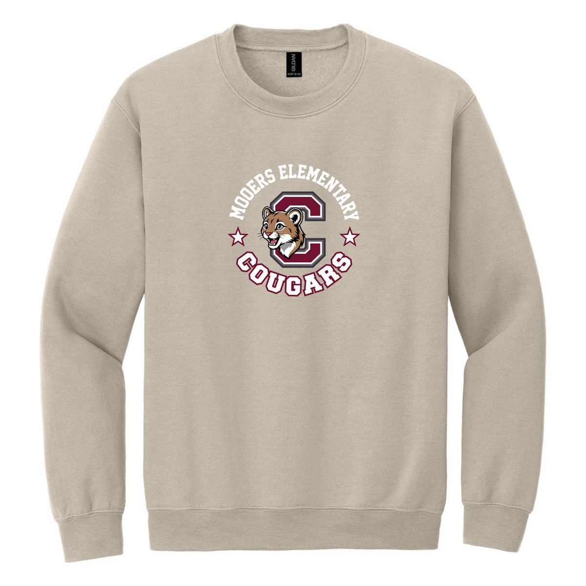 Crewneck Sweatshirt — Sand, Logo 1, front