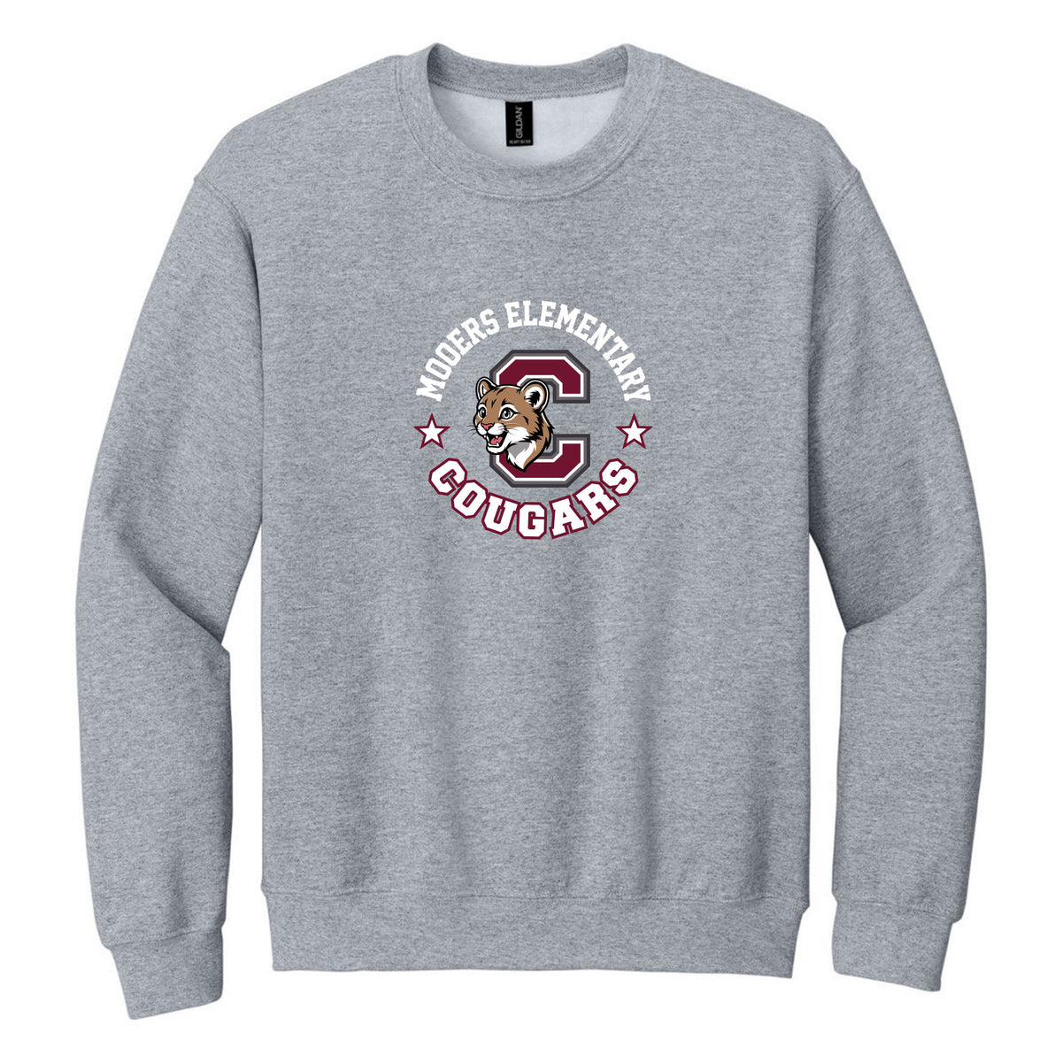 Crewneck Sweatshirt — Sport Grey, Logo 1, front