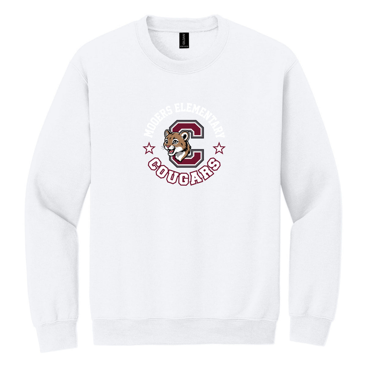 Crewneck Sweatshirt — White, Logo 1, front