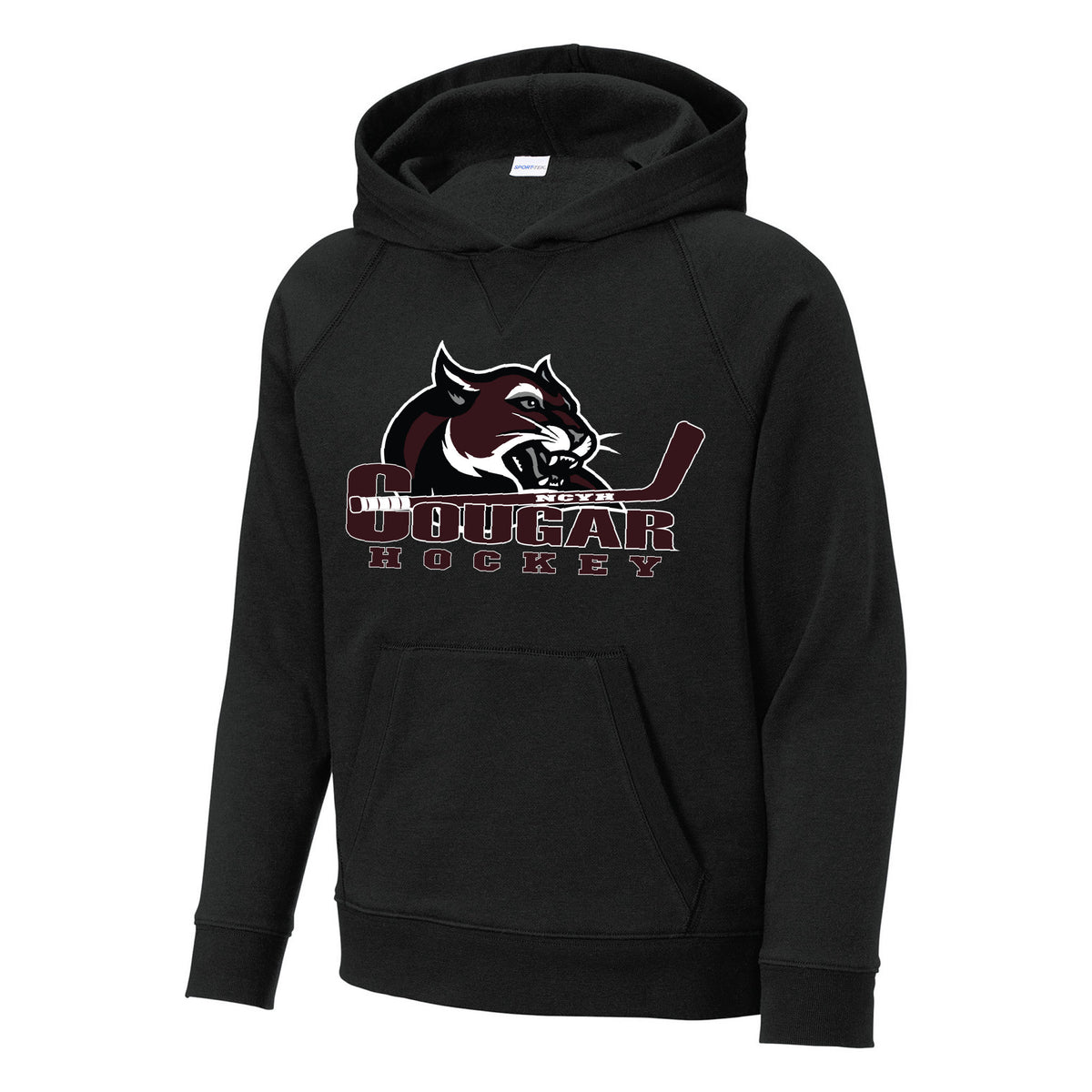Sport-Tek Youth Drive Fleece Pullover Hoodie — Black, front