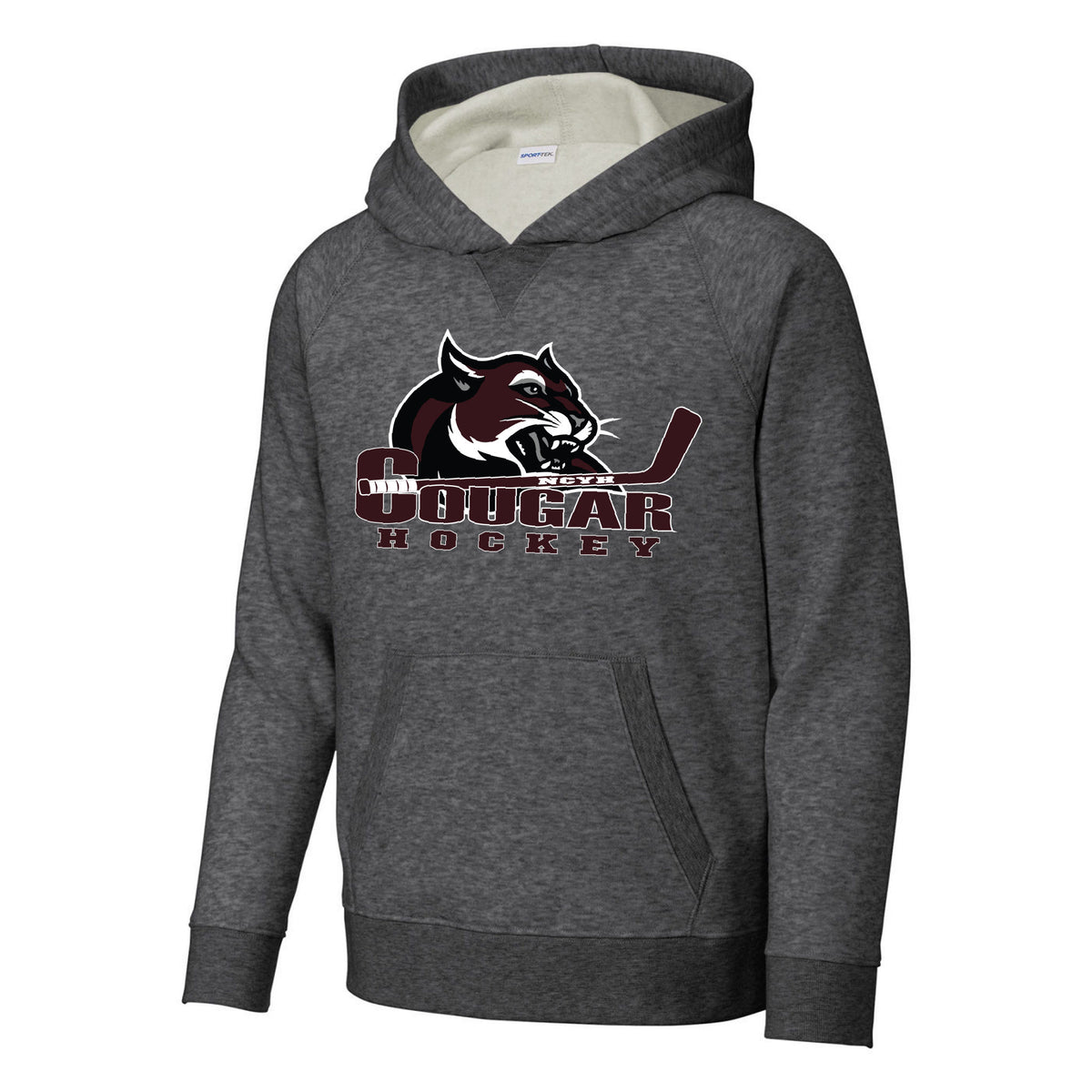 Sport-Tek Youth Drive Fleece Pullover Hoodie — Graphite Heather, front