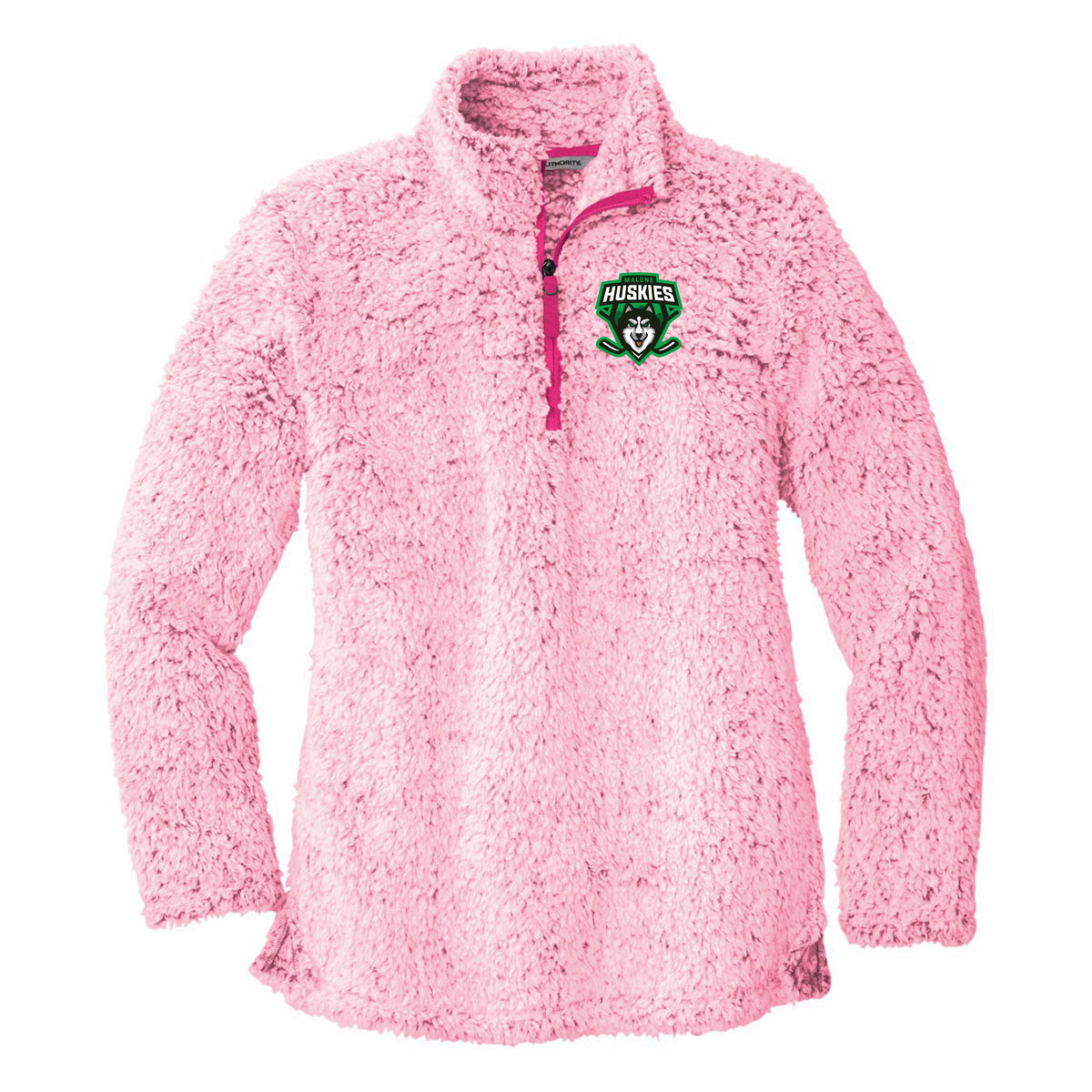 Embroidered Women's Cozy 1/4-Zip Fleece — Pop Raspberry Heather, front