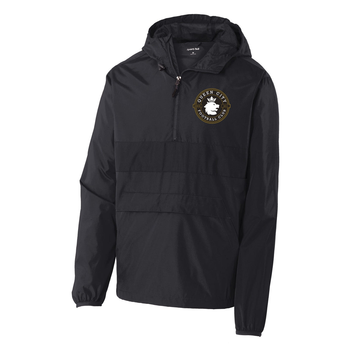 Sport-Tek Zipped Pocket Anorak — Black/ Black, front