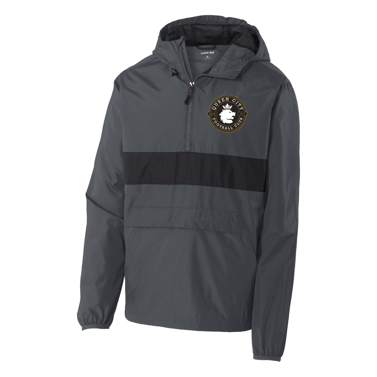 Sport-Tek Zipped Pocket Anorak — Graphite/ Black, front
