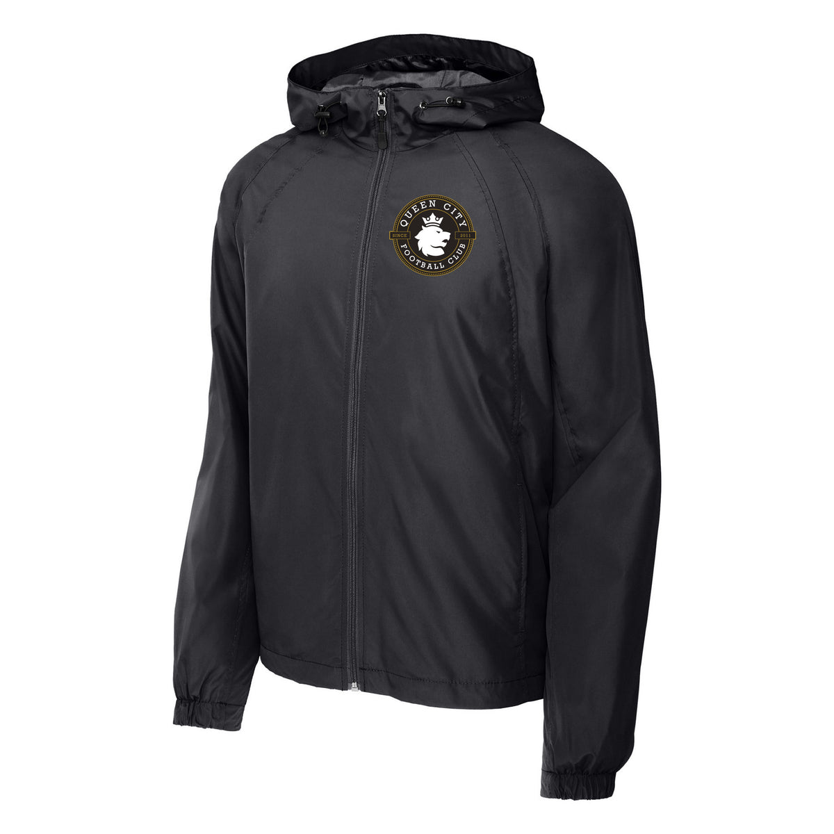 Sport-Tek Hooded Raglan Jacket — Graphite, front